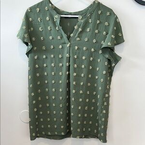 Merokeety Green Textured Women's Top